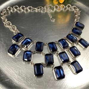 Blue glass panels necklace
